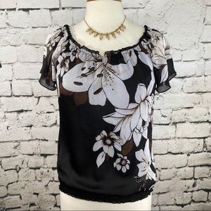 White House Black Market Floral Top Size Small